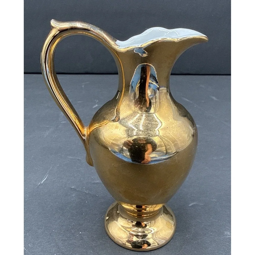 Vintage STW Bavaria Germany Miniature Ewer‎ Pitcher Courting Scene Gold